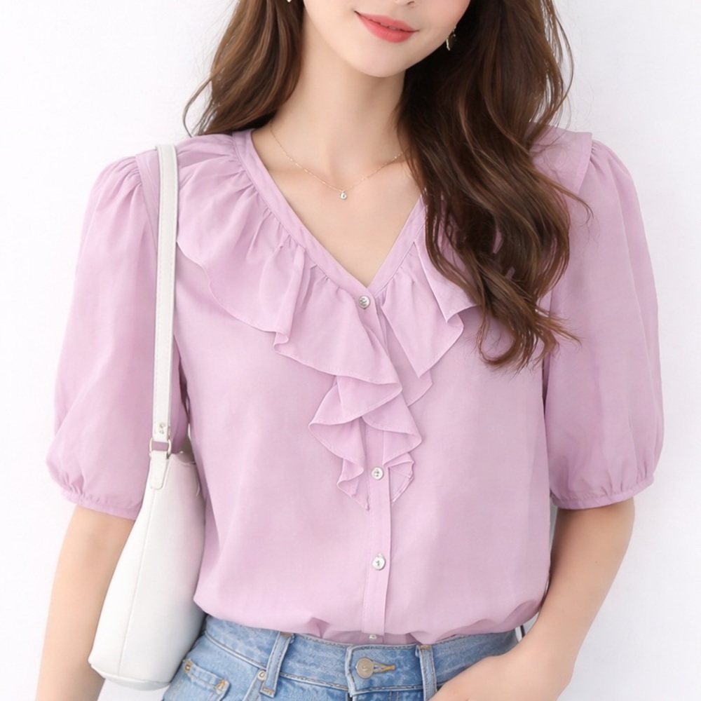 Rose & Crown Lilac Cotton Women's Blouse XS